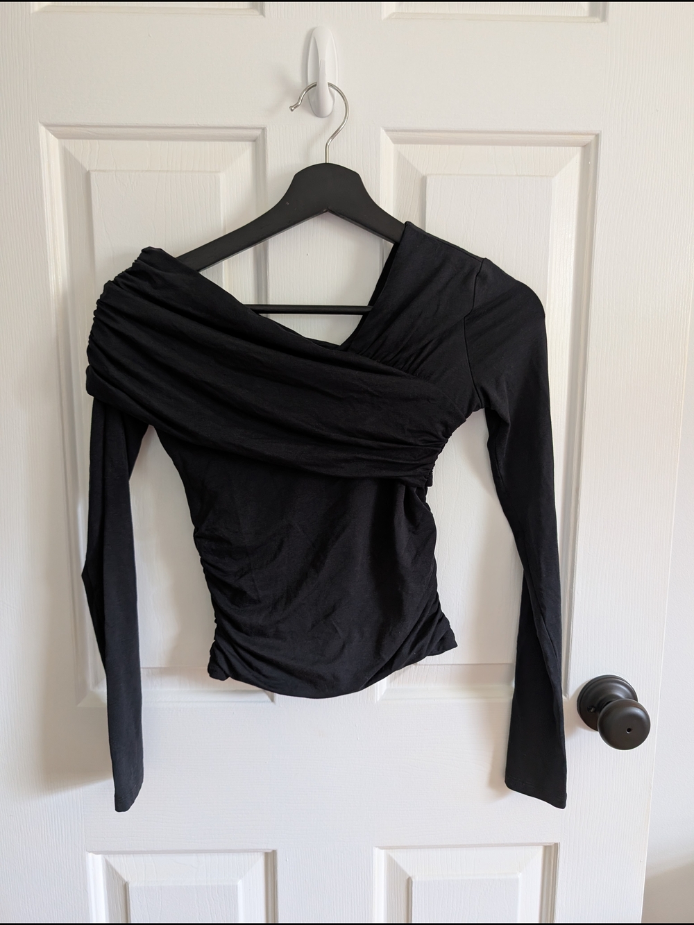 Abercrombie & Fitch Womens Asymmetric One-Shoulder Ruched Long Sleeve Top XXS